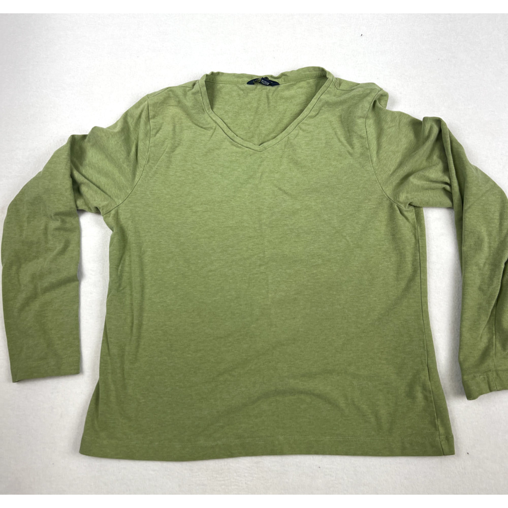 Lands' End Green‎ V-Neck Long Sleeve T-Shirt - Women's XS
